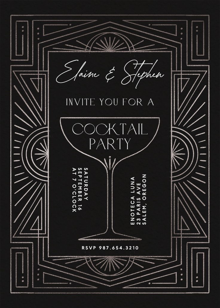 Stylish Soiree - Cocktail Party Invitation Template | Greetings Island