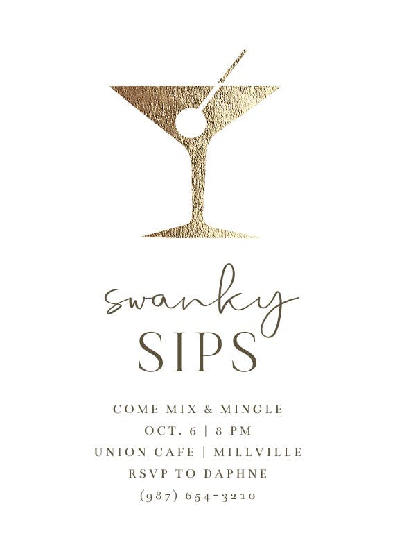 Swanky sips - printable party invitation