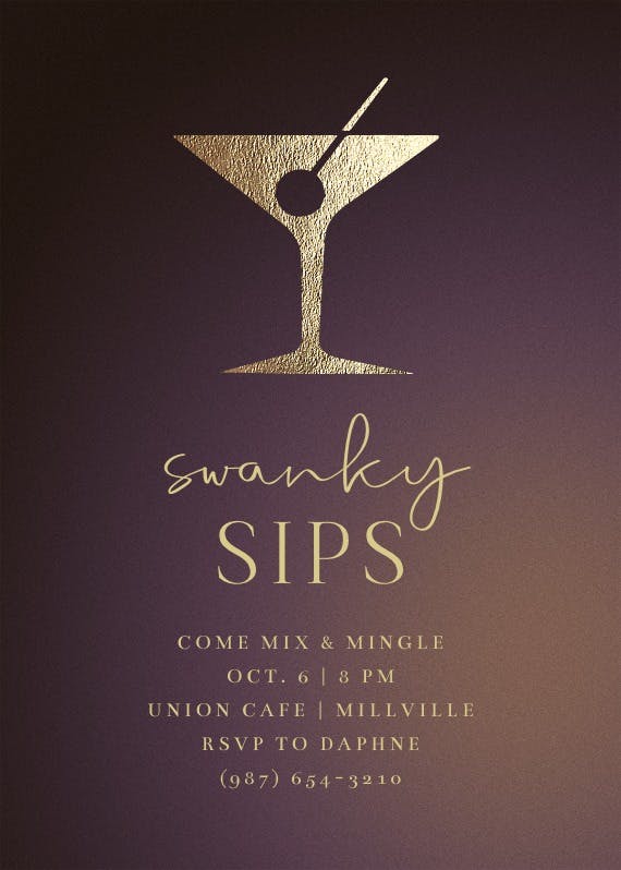 Swanky sips - invitación para eventos profesionales