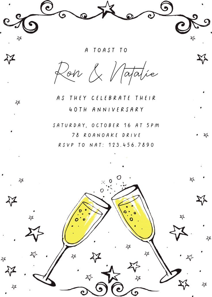 Timely toast - cocktail party invitation