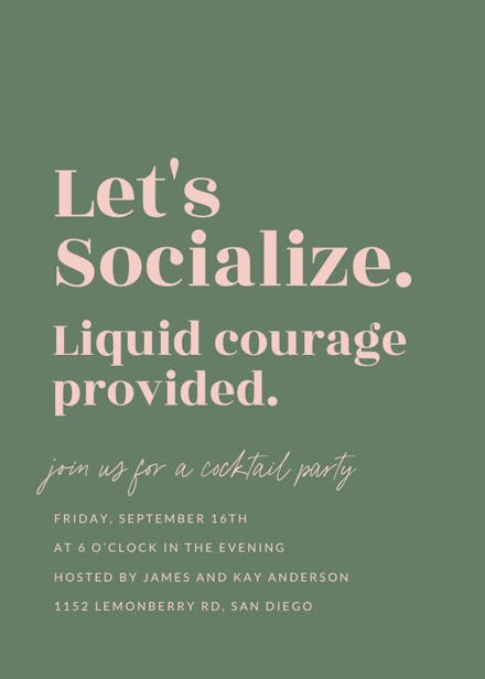 Trendy bold text - cocktail party invitation