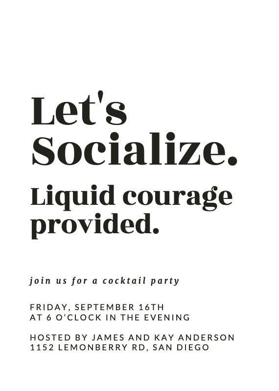 Trendy bold text - cocktail party invitation