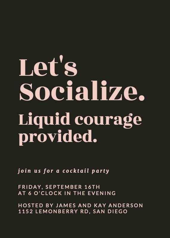 Trendy bold text - cocktail party invitation