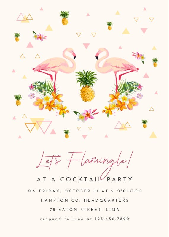 Tropical flamingo - cocktail party invitation