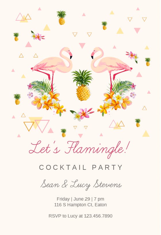 Tropical flamingo -  invitación para fiesta cóctel