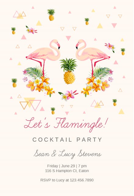 Tropical flamingo - Invitación Para Fiesta Cóctel