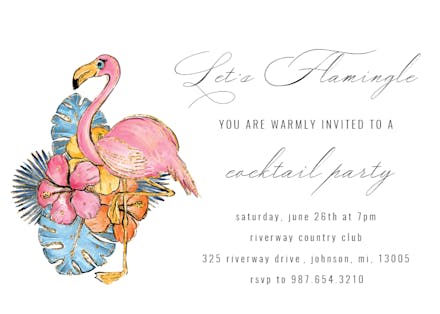 Tropical Flamingo - Invitación Para Fiesta Cóctel