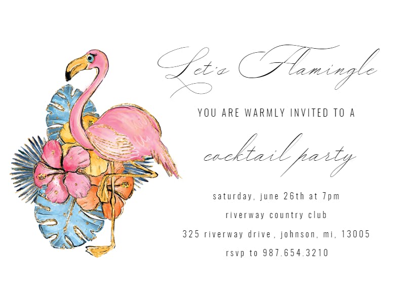 Tropical flamingo -  invitación para fiesta cóctel