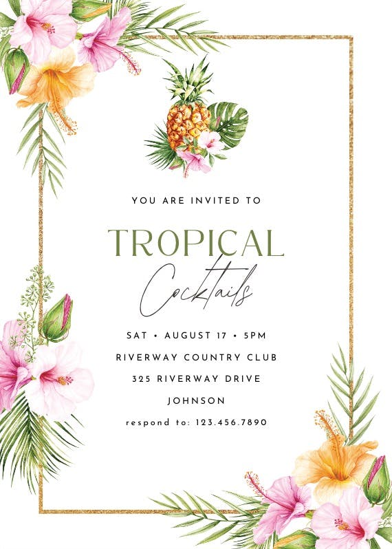 Tropical pineapple -  invitación para fiesta cóctel