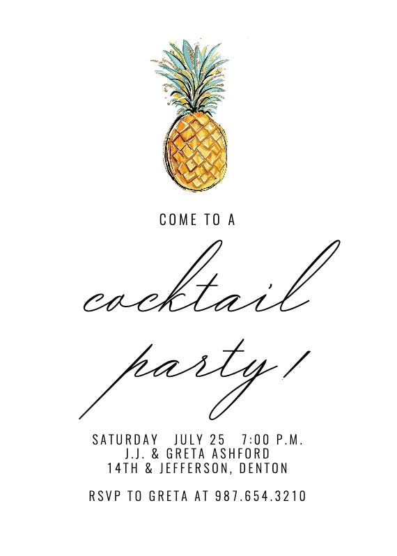 Tropical pineapple - cocktail party invitation