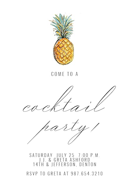Tropical Pineapple - Invitación Para Fiesta Cóctel