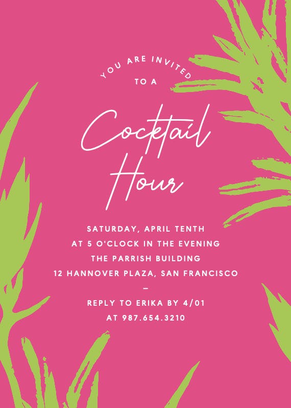 Tropical tipples - cocktail party invitation