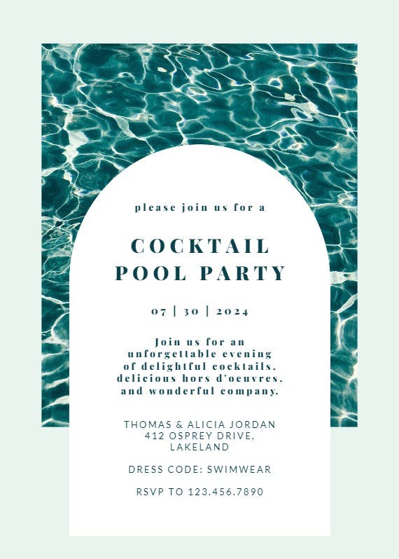 Water ripples - cocktail party invitation
