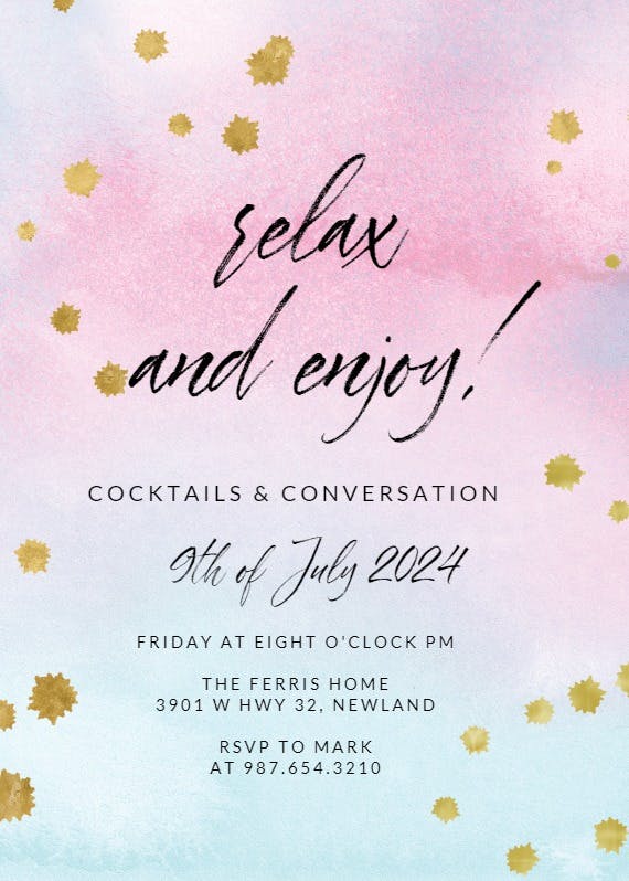 Watercolor pastel paper - cocktail party invitation