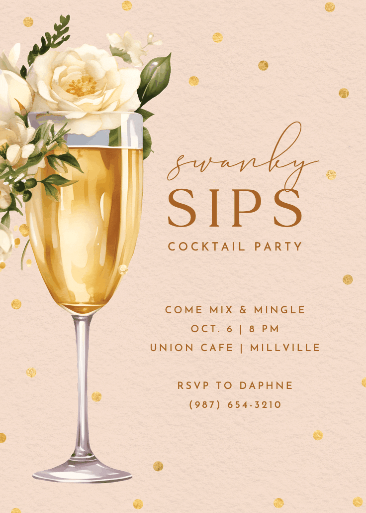 Watercolor toast - invitación para fiesta cóctel