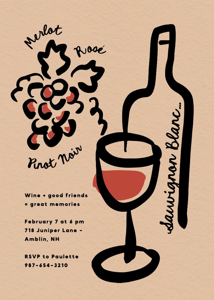 Wine & ink - cocktail party invitation