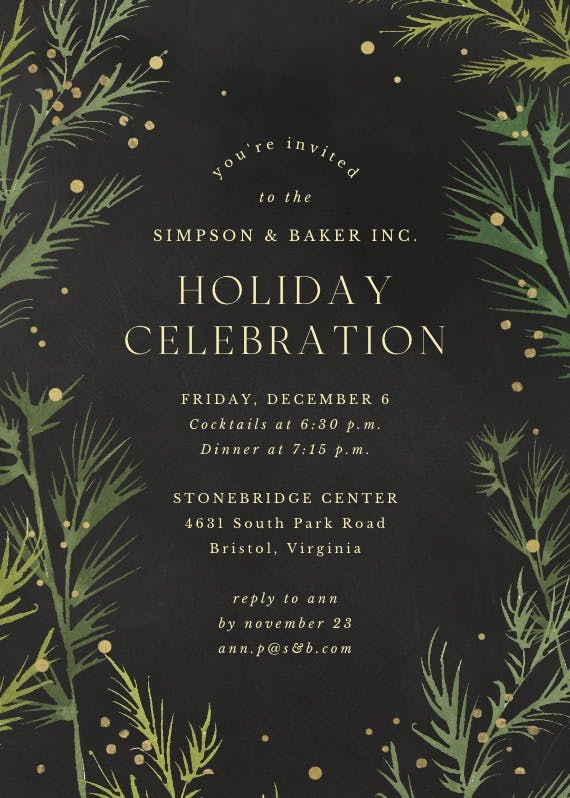 Winter greenery - cocktail party invitation