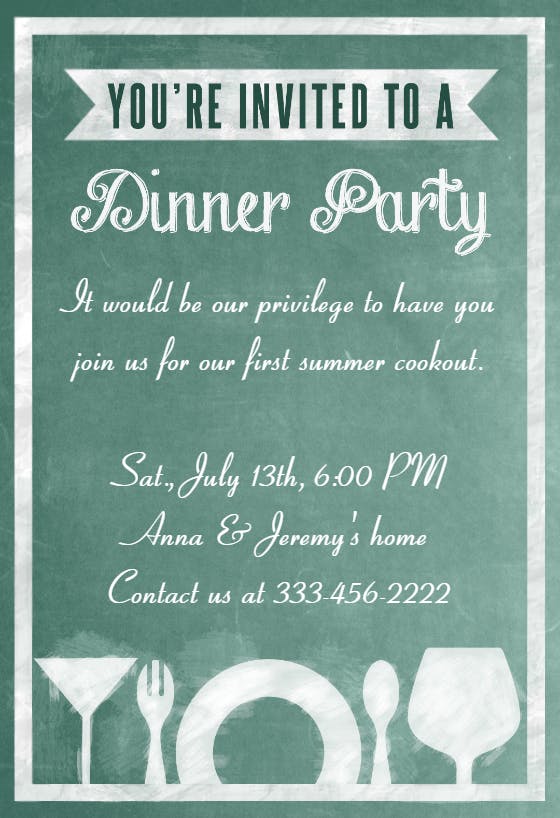 A dinner party board - dinner party invitation