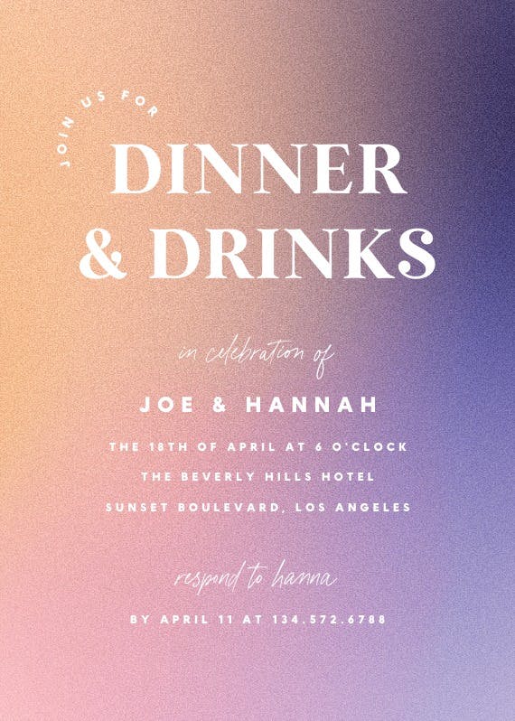 Aesthetic gradient - dinner party invitation