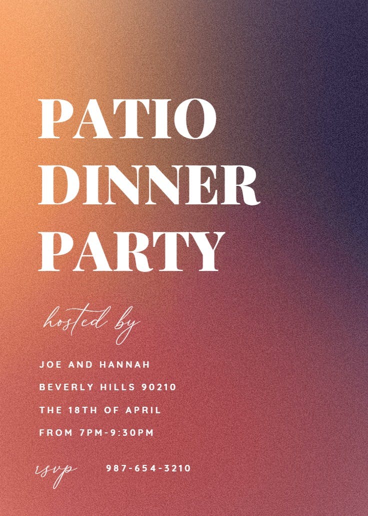 Aesthetic gradient art - invitación para fiesta con cena