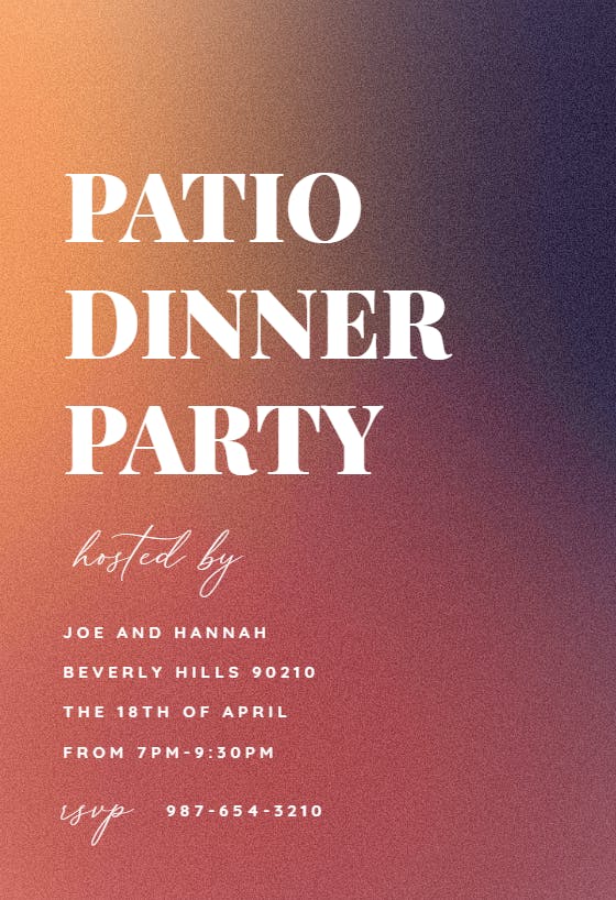 Aesthetic gradient art - dinner party invitation