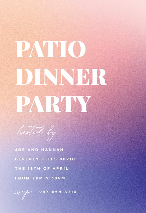 Aesthetic gradient art -  invitación para fiesta con cena