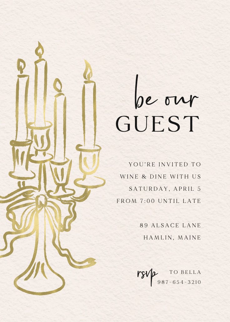 Be our guest - dinner party invitation