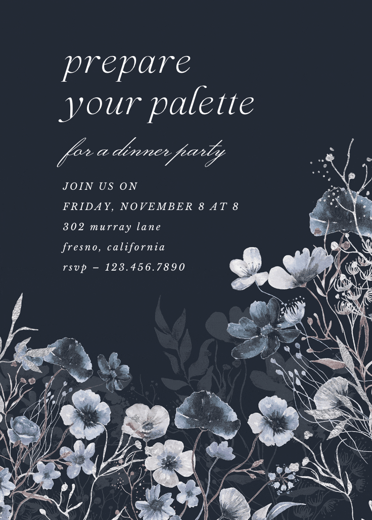Blooming palette - invitación para fiesta con cena