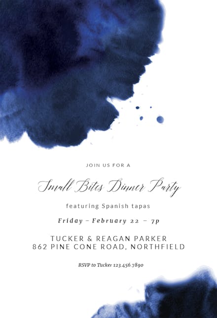 Blue Ink - Dinner Party Invitation