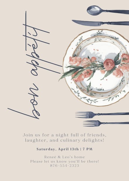 Bon appétit - dinner party invitation