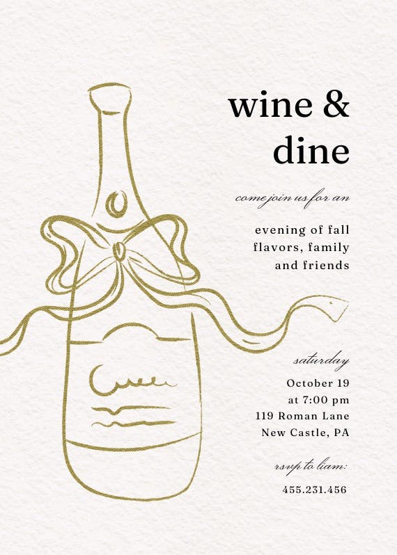 Bottle sketch - dinner party invitation