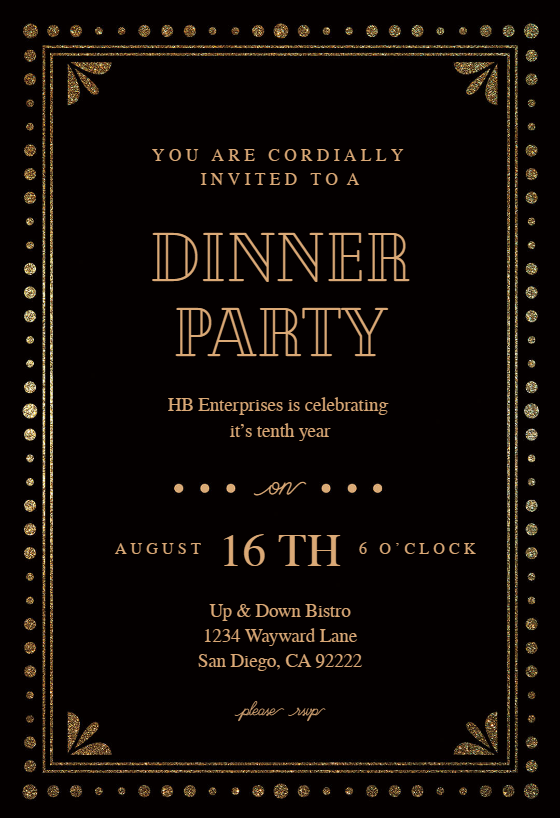 Fancy night - Dinner Party Invitation Template | Greetings ...