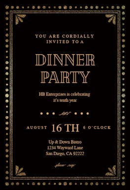 Fancy night - Free Dinner Party Invitation Template 