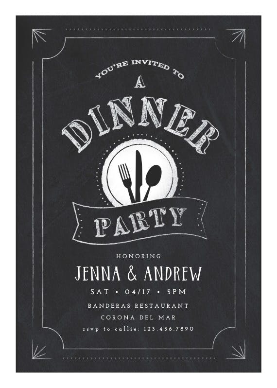 Chalk board dinner party - party invitation