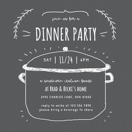 Chalkboard pot - potluck invitation