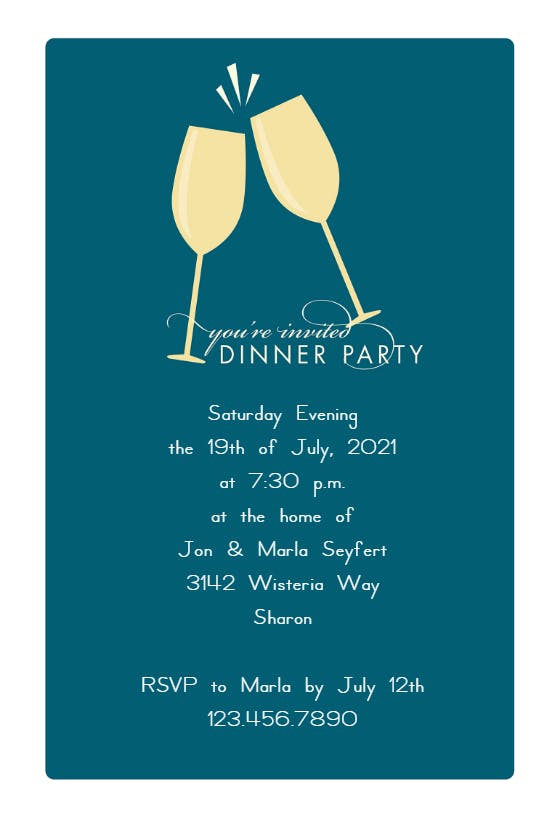 Cheers - dinner party invitation