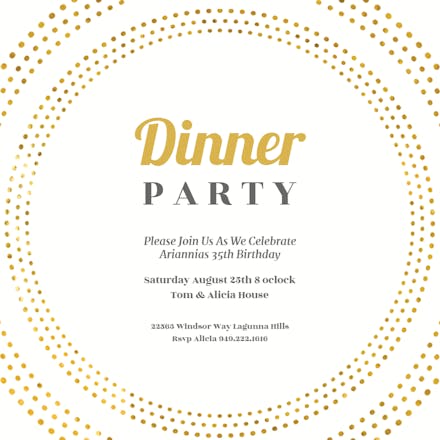 Circling Dots - Invitación Para Fiesta Con Cena