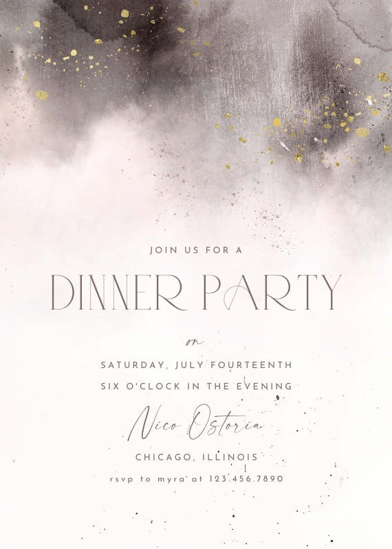 Cold blush -  invitación para fiesta con cena