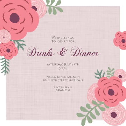 Corner Accents - Invitación Para Fiesta Con Cena