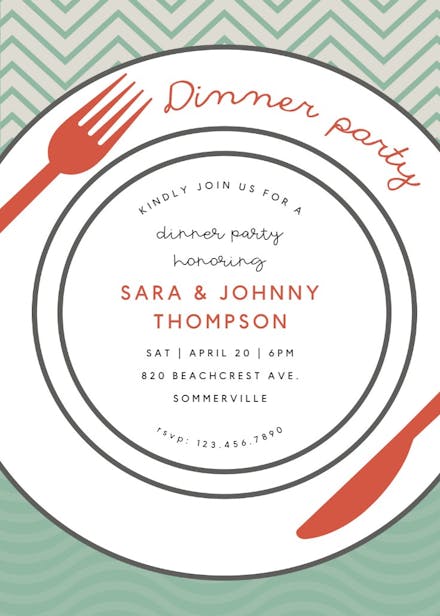 Dinner Table - Dinner Party Invitation Template (Free) | Greetings Island