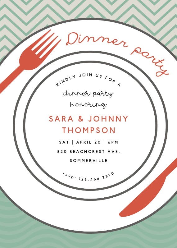 Dinner plate - dinner party invitation