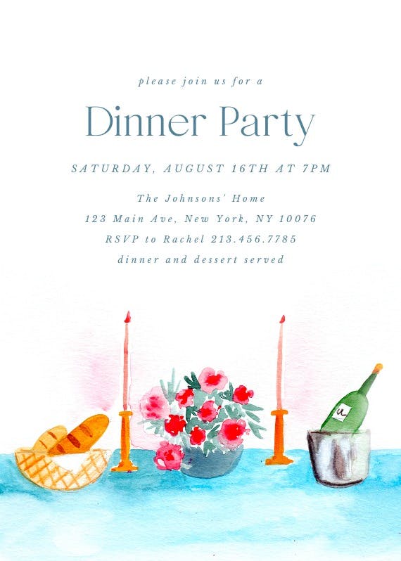 Dinner table - invitación para fiesta con cena