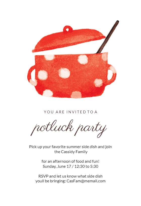 Dotted pot - potluck invitation