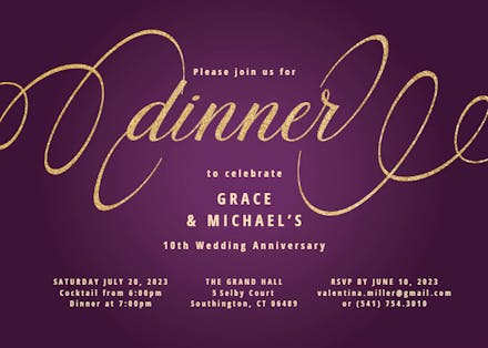 Elegant calligraphy - Invitación Para Fiesta Con Cena
