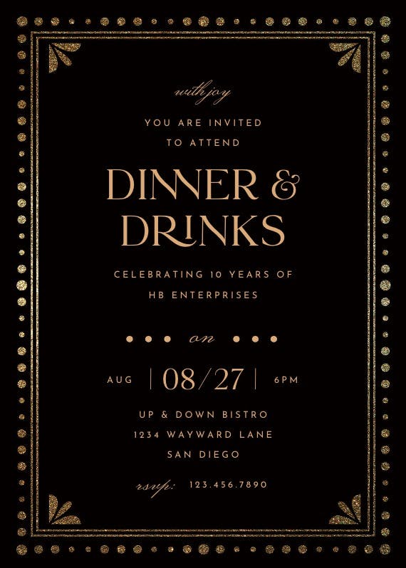 Fancy night - dinner party invitation