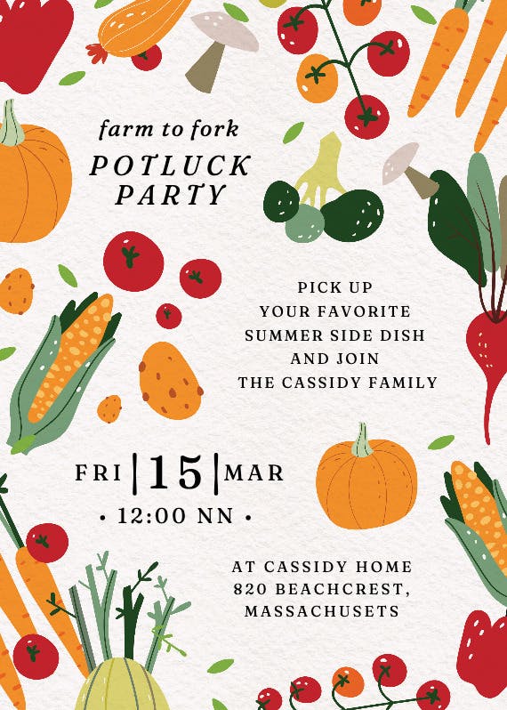 Farm to fork - potluck invitation