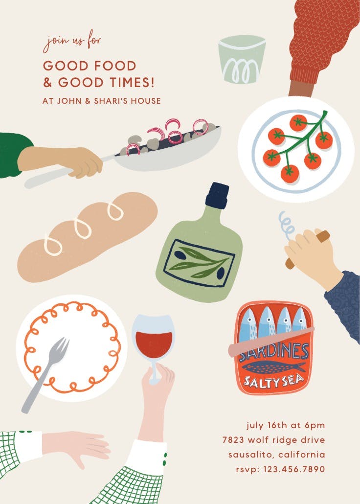Food friends - dinner party invitation