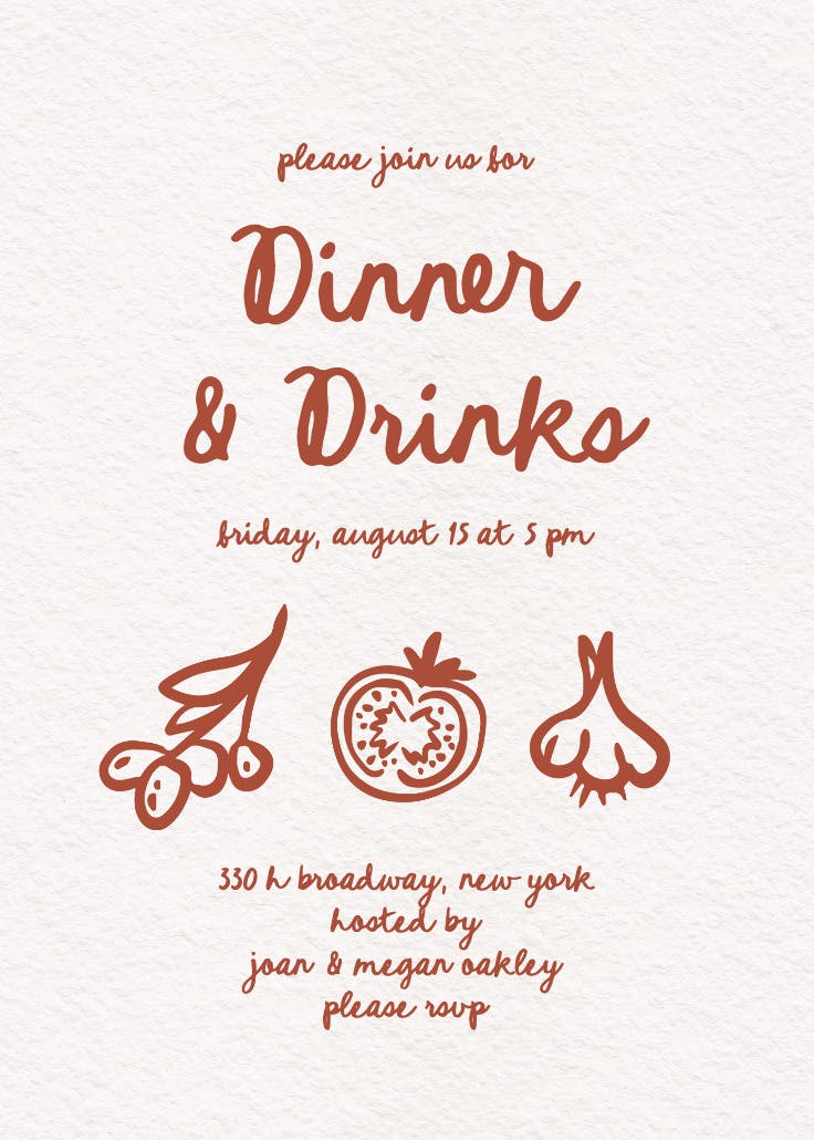 Foodie special - invitación para fiesta con cena
