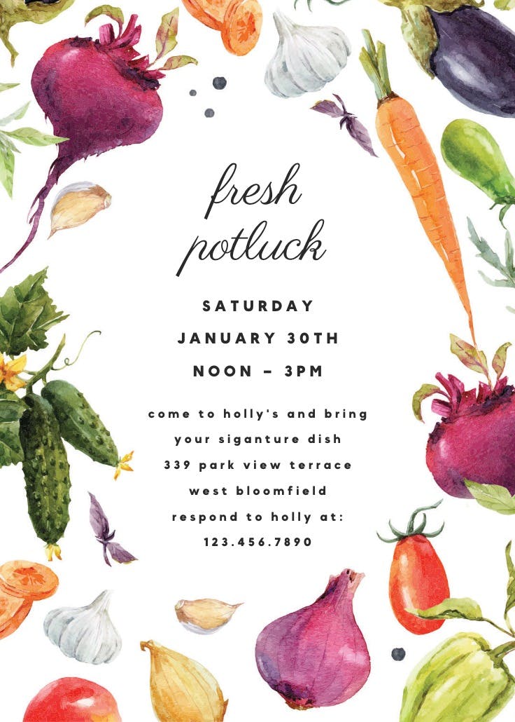 Fresh vegetables - potluck invitation