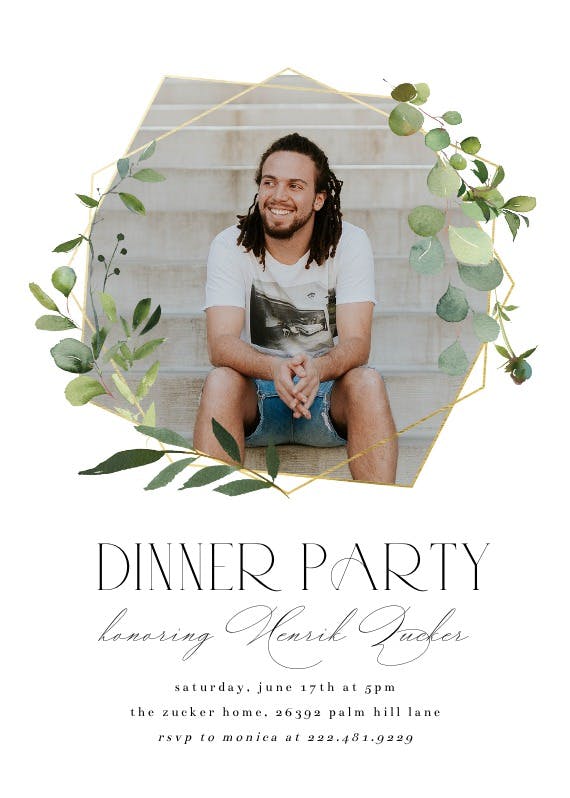 Geometric eucalyptus - dinner party invitation